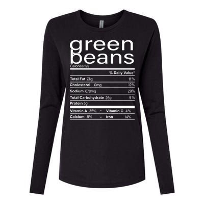 Funny Green Bean Nutrition Womens Cotton Relaxed Long Sleeve T-Shirt