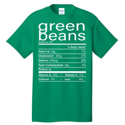 Funny Green Bean Nutrition Tall T-Shirt