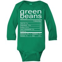 Funny Green Bean Nutrition Baby Long Sleeve Bodysuit