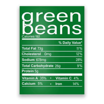 Funny Green Bean Nutrition Poster