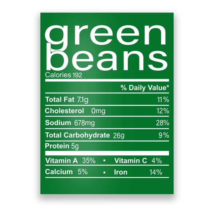 Funny Green Bean Nutrition Poster