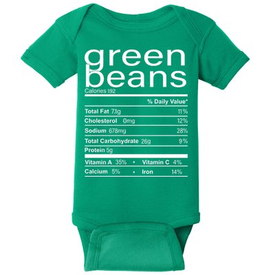 Funny Green Bean Nutrition Baby Bodysuit