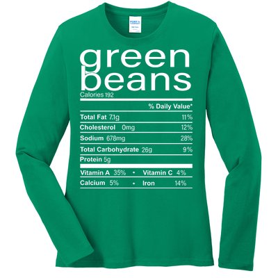 Funny Green Bean Nutrition Ladies Long Sleeve Shirt