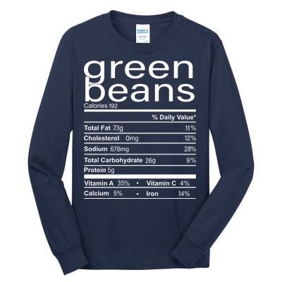 Funny Green Bean Nutrition Tall Long Sleeve T-Shirt