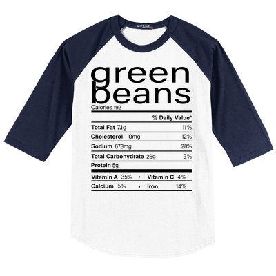 Funny Green Bean Nutrition Baseball Sleeve Shirt