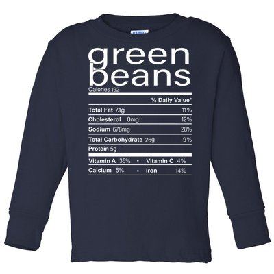 Funny Green Bean Nutrition Toddler Long Sleeve Shirt