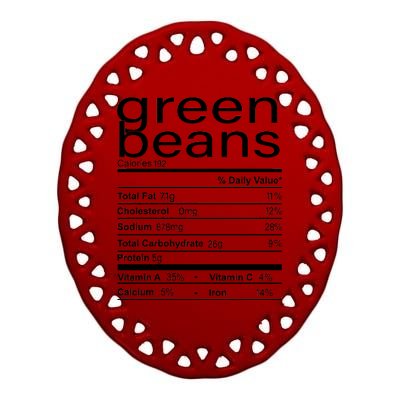 Funny Green Bean Nutrition Ceramic Oval Ornament