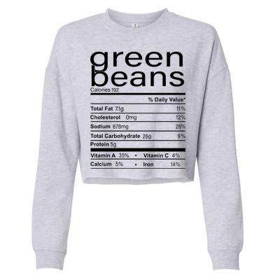 Funny Green Bean Nutrition Cropped Pullover Crew