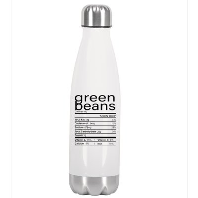 Funny Green Bean Nutrition Stainless Steel Insulated Water Bottle