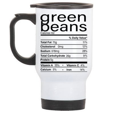 Funny Green Bean Nutrition Stainless Steel Travel Mug