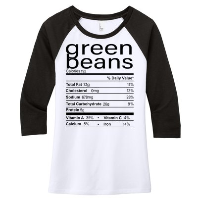 Funny Green Bean Nutrition Women's Tri-Blend 3/4-Sleeve Raglan Shirt