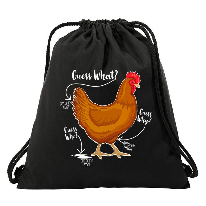 Funny Guess What Chicken Butt ggg Drawstring Bag
