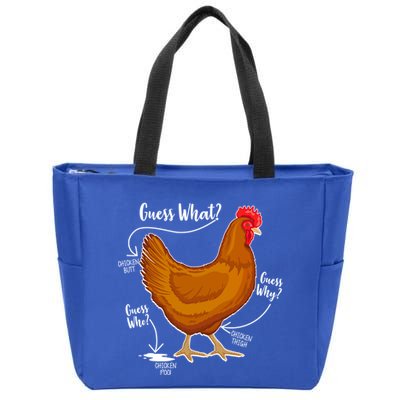 Funny Guess What Chicken Butt ggg Zip Tote Bag