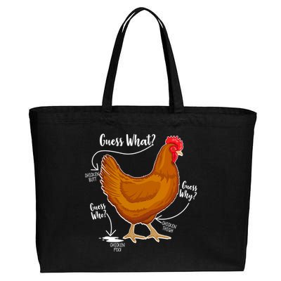 Funny Guess What Chicken Butt ggg Cotton Canvas Jumbo Tote