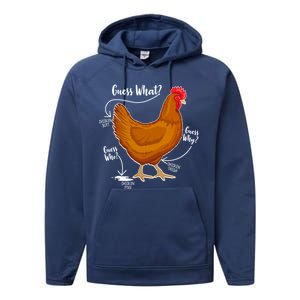 Funny Guess What Chicken Butt ggg Performance Fleece Hoodie