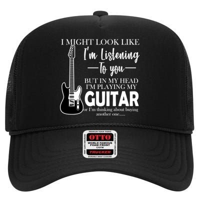 Funny Guitar Sarcastic Saying High Crown Mesh Back Trucker Hat