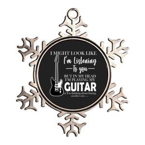 Funny Guitar Sarcastic Saying Metallic Star Ornament