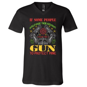 Funny Gun 2nd Amendment Protect Me V-Neck T-Shirt