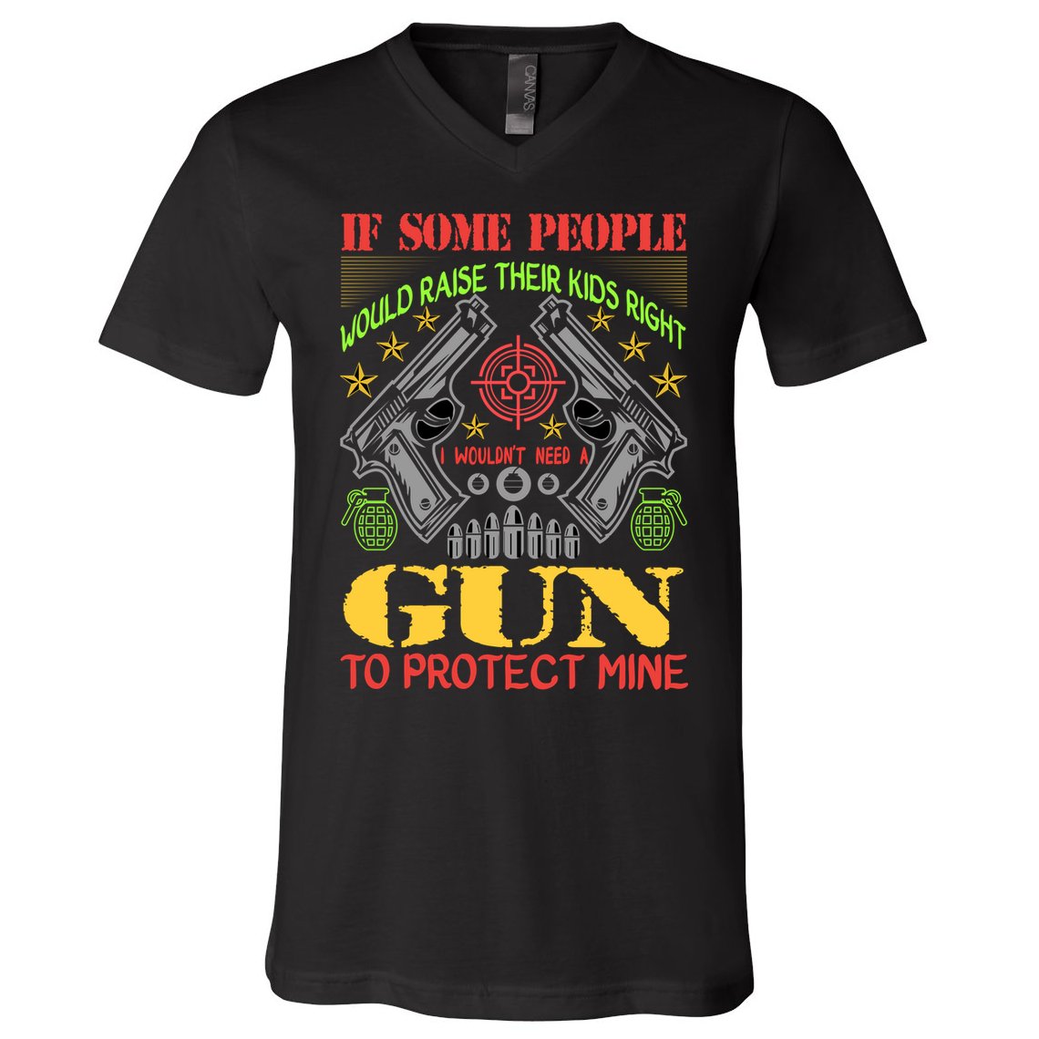 Funny Gun 2nd Amendment Protect Me V-Neck T-Shirt