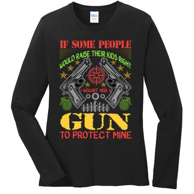Funny Gun 2nd Amendment Protect Me Ladies Long Sleeve Shirt