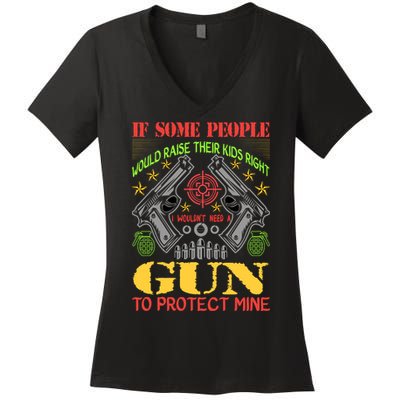 Funny Gun 2nd Amendment Protect Me Women's V-Neck T-Shirt