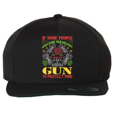 Funny Gun 2nd Amendment Protect Me Wool Snapback Cap