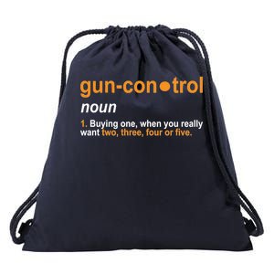 Funny Gun Control Definition Drawstring Bag