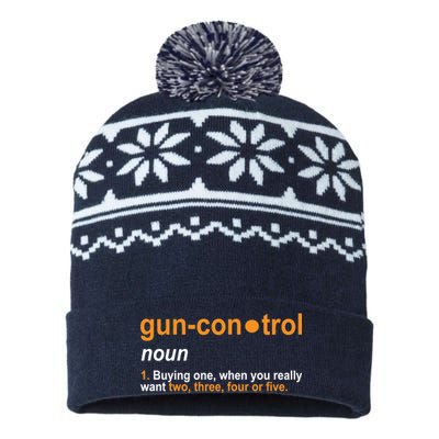 Funny Gun Control Definition USA-Made Snowflake Beanie