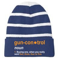 Funny Gun Control Definition Striped Beanie with Solid Band