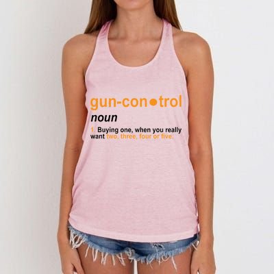 Funny Gun Control Definition Women's Knotted Racerback Tank