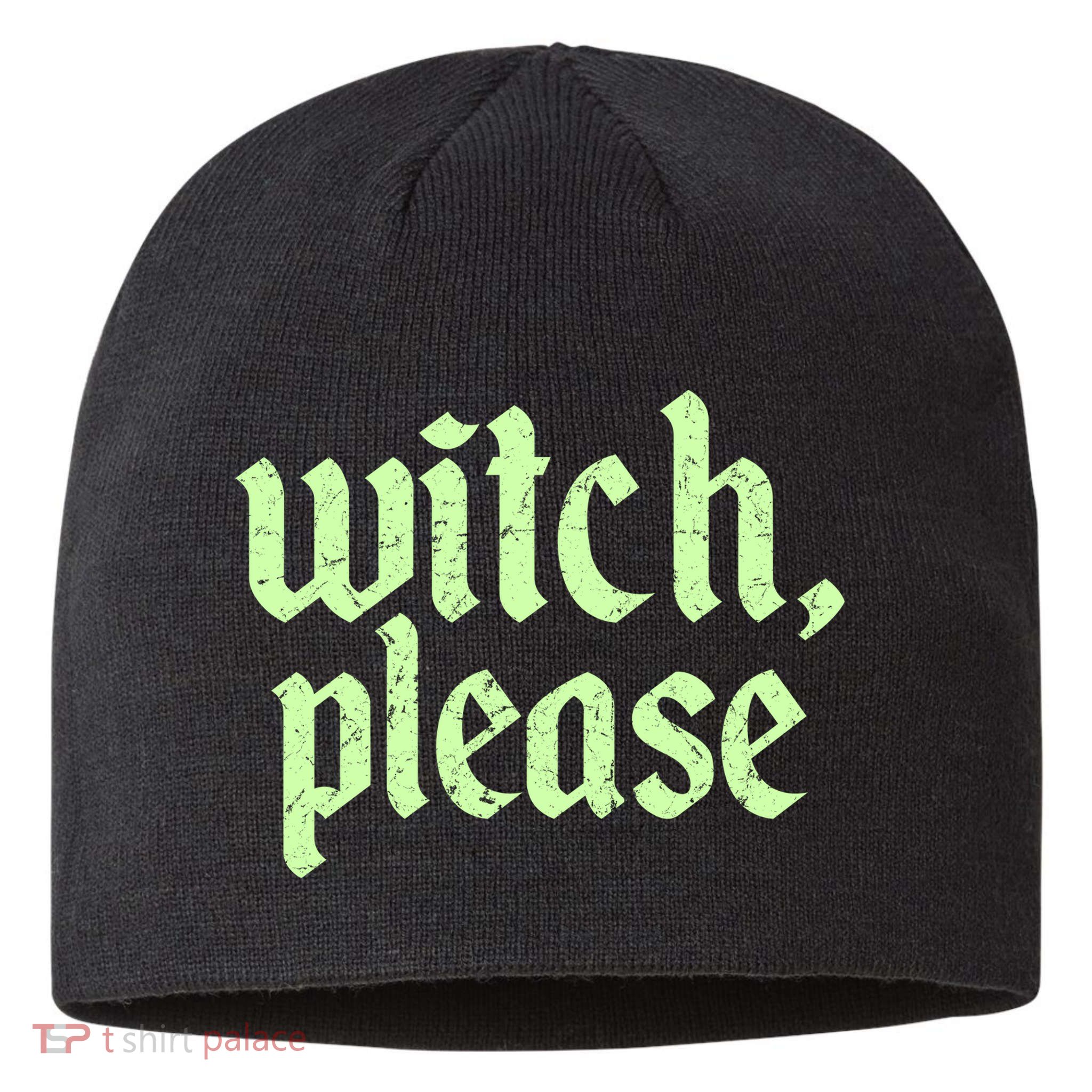 Funny Halloween Distressed Witch Please  Sustainable Beanie