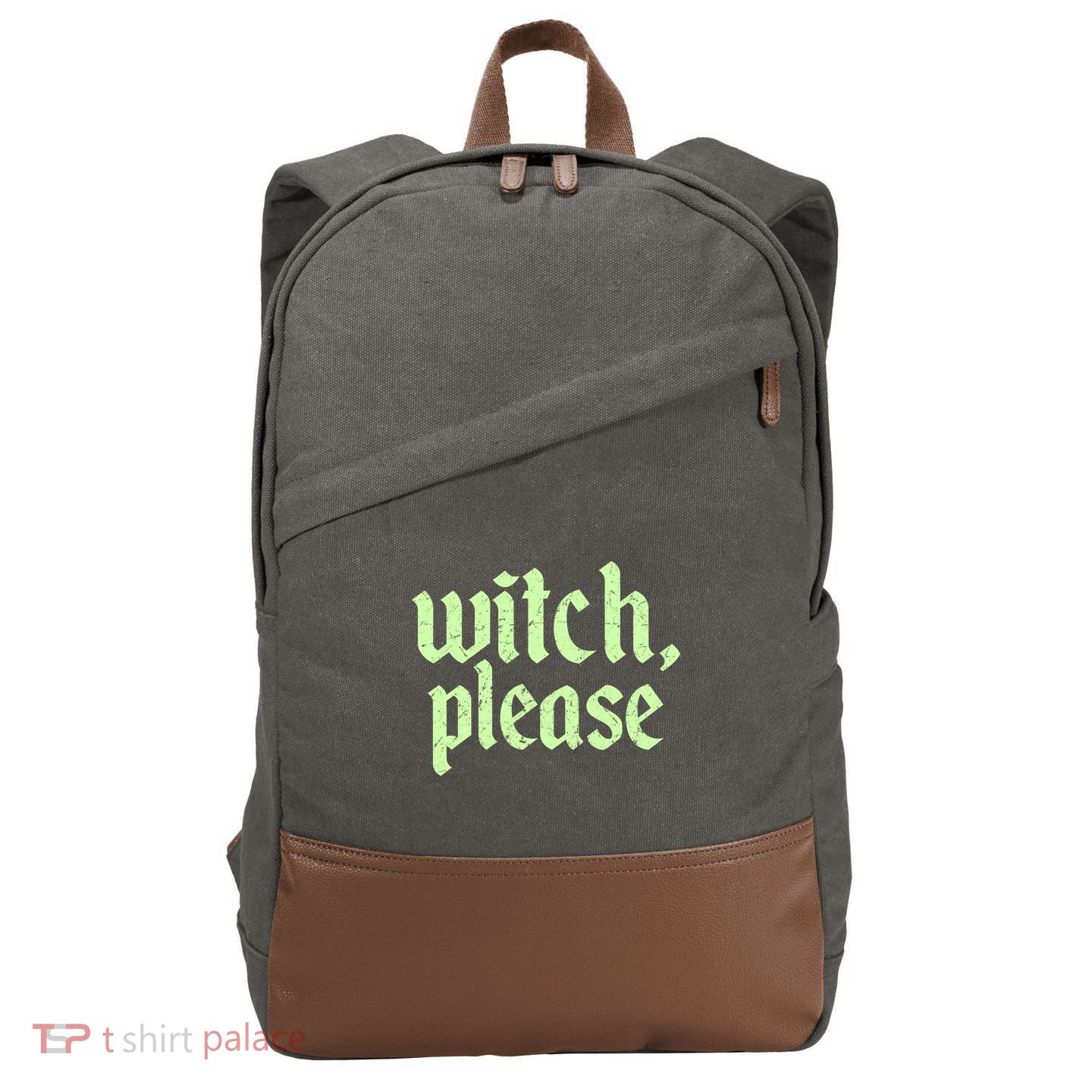 Funny Halloween Distressed Witch Please  Cotton Canvas Backpack