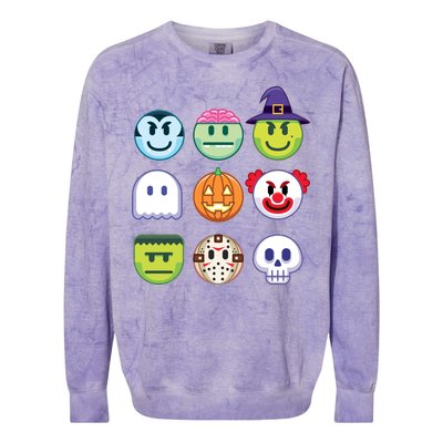 Funny Halloween Emoji's Colorblast Crewneck Sweatshirt