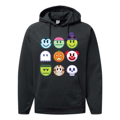 Funny Halloween Emoji's Performance Fleece Hoodie