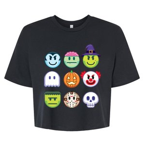 Funny Halloween Emoji's Bella+Canvas Jersey Crop Tee