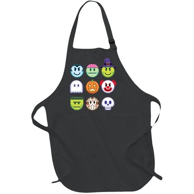 Funny Halloween Emoji's Full-Length Apron With Pockets