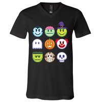 Funny Halloween Emoji's V-Neck T-Shirt