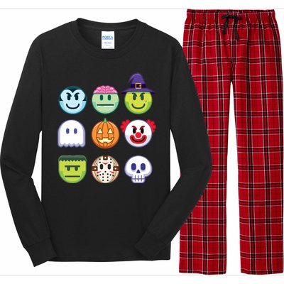 Funny Halloween Emoji's Long Sleeve Pajama Set