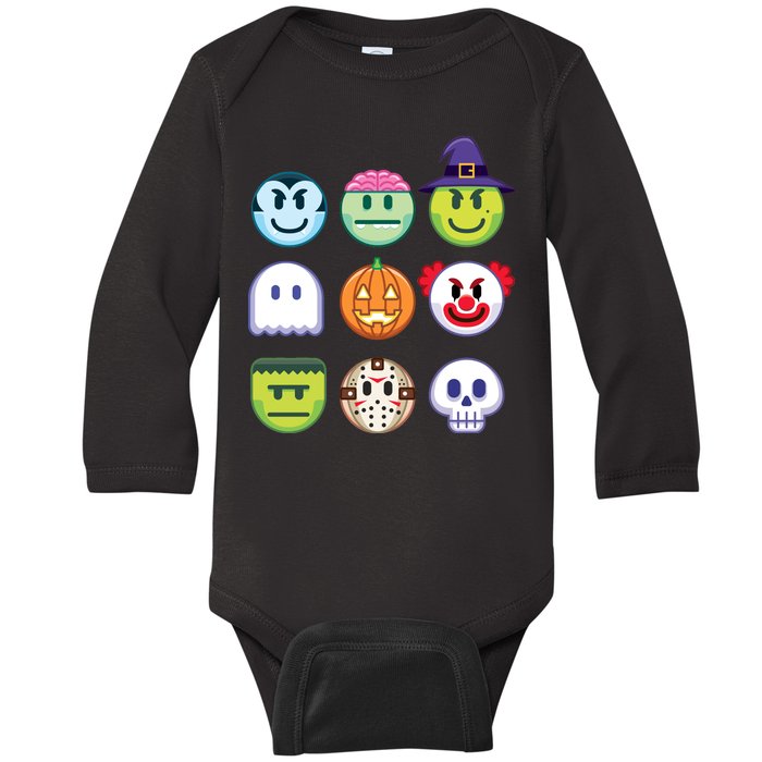 Funny Halloween Emoji's Baby Long Sleeve Bodysuit