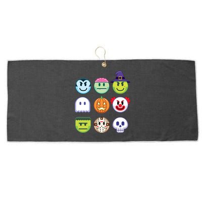 Funny Halloween Emoji's Large Microfiber Waffle Golf Towel