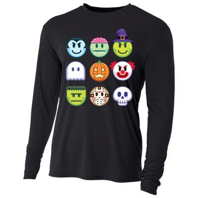 Funny Halloween Emoji's Cooling Performance Long Sleeve Crew