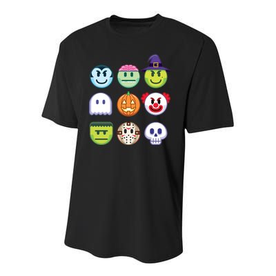 Funny Halloween Emoji's Youth Performance Sprint T-Shirt