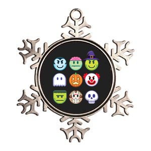 Funny Halloween Emoji's Metallic Star Ornament