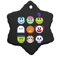 Funny Halloween Emoji's Ceramic Star Ornament