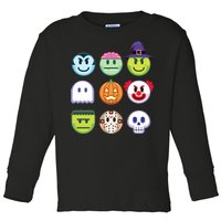 Funny Halloween Emoji's Toddler Long Sleeve Shirt