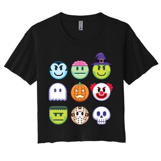 Funny Halloween Emoji's Crop Top