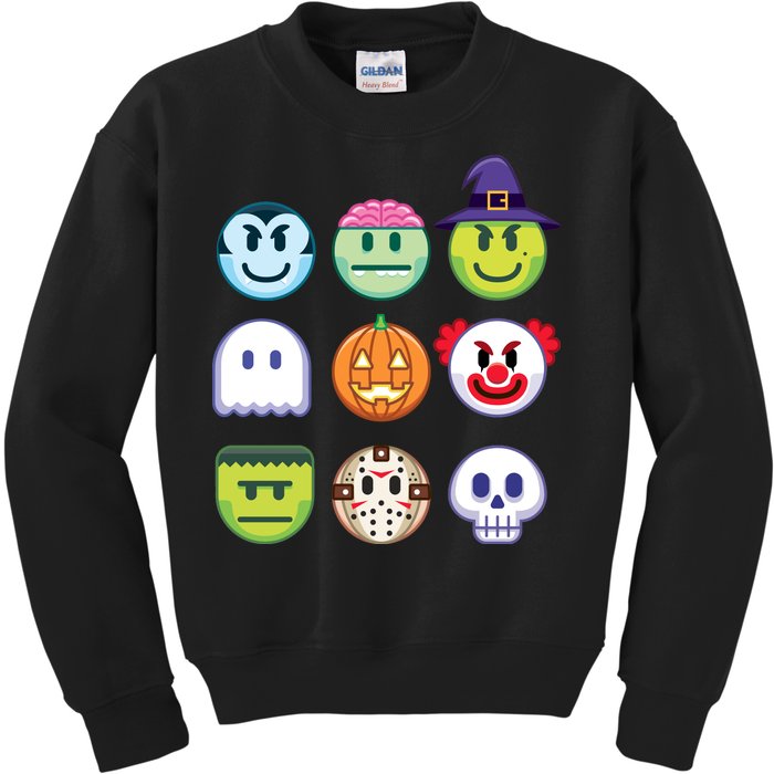 Funny Halloween Emoji's Kids Sweatshirt