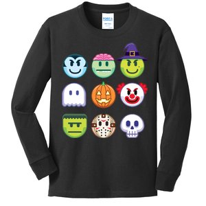 Funny Halloween Emoji's Kids Long Sleeve Shirt