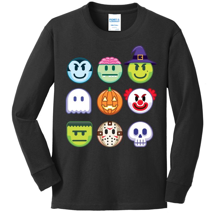 Funny Halloween Emoji's Kids Long Sleeve Shirt