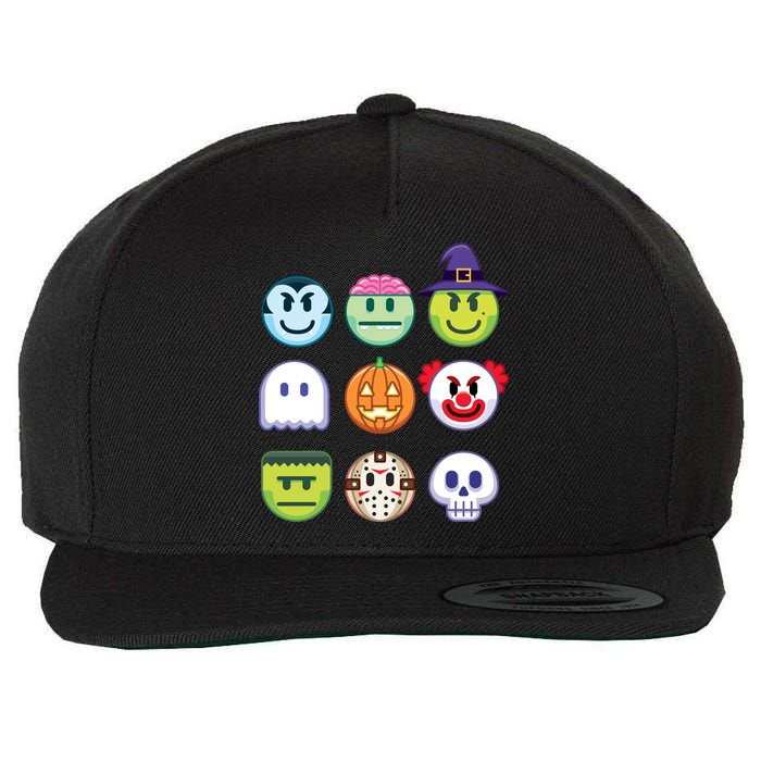 Funny Halloween Emoji's Wool Snapback Cap